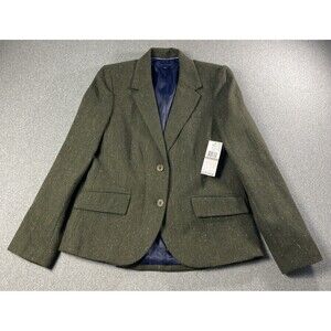 Tommy Hilfiger Olive Green Wool Blend Tweed Blazer
